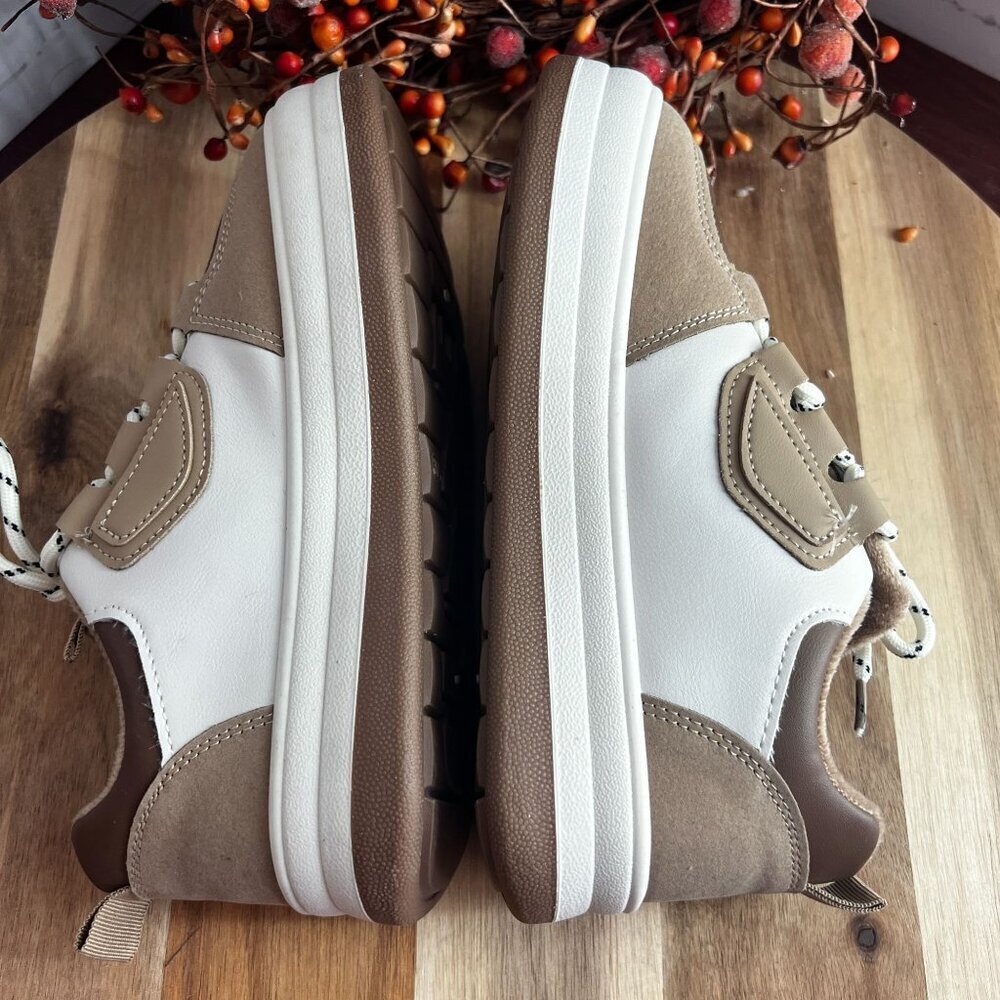 TMT Sunnei Womens Athleisure Teddy Colorblock Lace Up Sneaker Sz 6.5 White Khaki - Picture 10 of 14